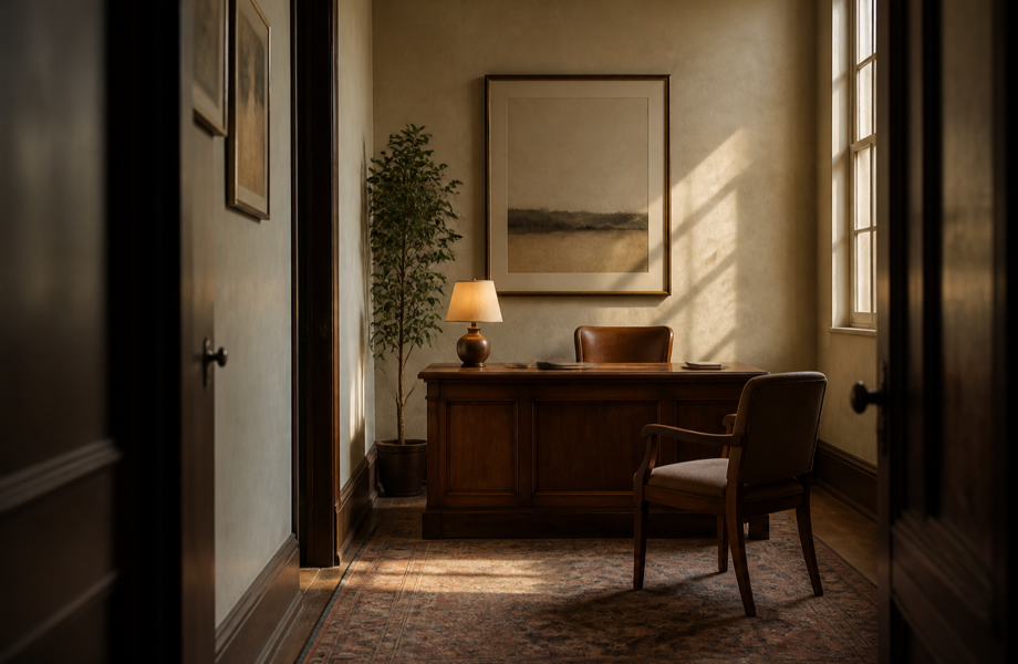 A quiet desk at night